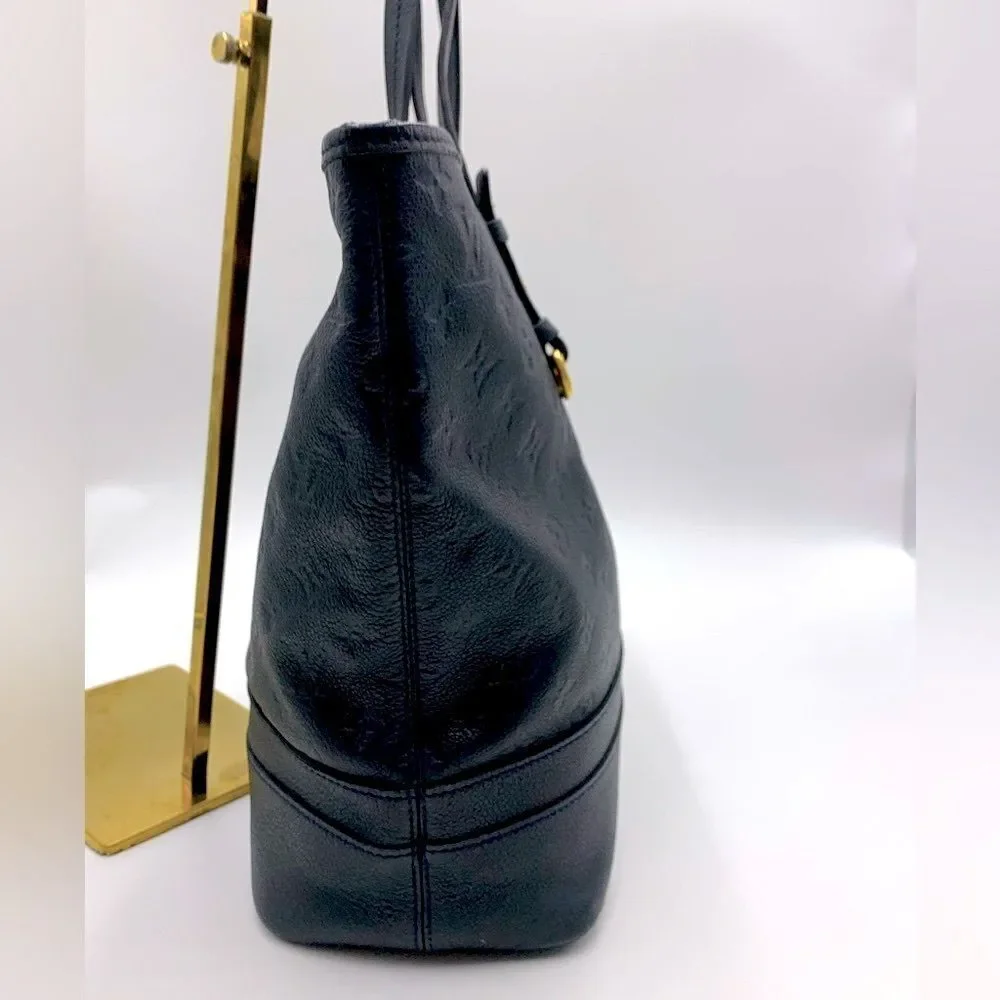 Auth Louis Vuitton Navy Blue Empriente Monogram Shopper Tote Bag